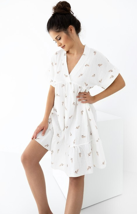 Nočná mušelínová košeľa Nastia Sensis - ecru