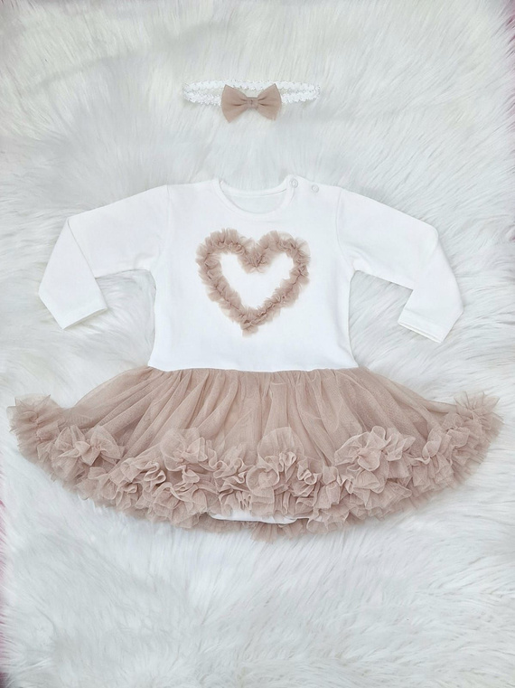 Mia body s dlhým rukávom Bambarillo - ecru a béžová, bavlna s tylom