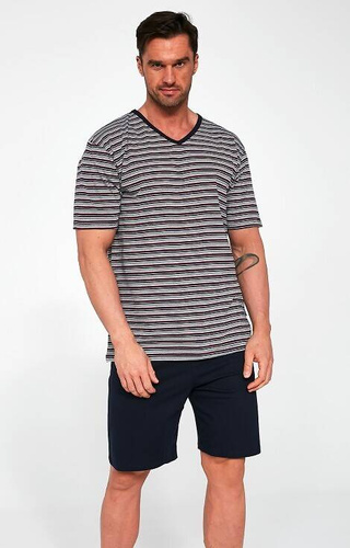 330/41 Piżama męska krótki rękaw, spodenki Cornette szary melanż