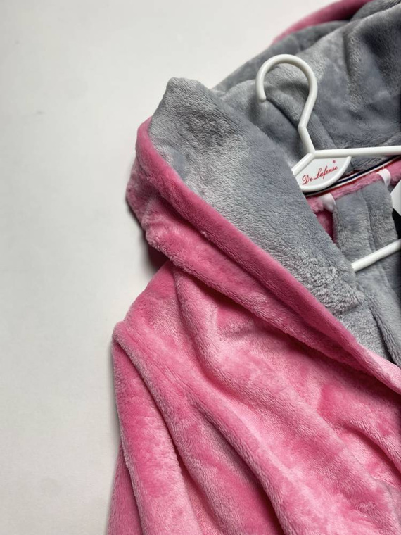 627 Soraya Dámsky krátky župan Forex - ružový / svetlosivý