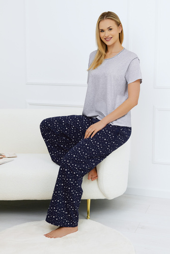 Arugia Dámske pyžamo s krátkym rukávom a dlhými nohavicami Italian Fashion - melange/print