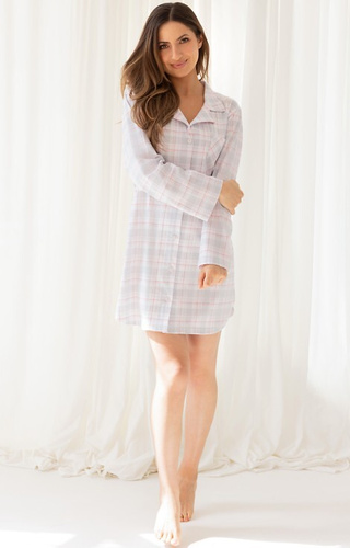 168 Dámska košeľa Regina sivá - 100% bavlna, dlhý rukáv, károvaná