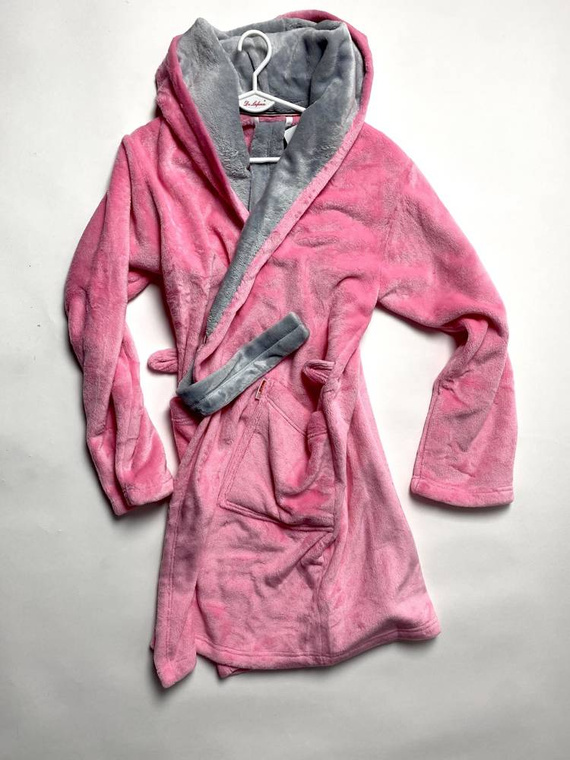 627 Soraya Dámsky krátky župan Forex - ružový / svetlosivý