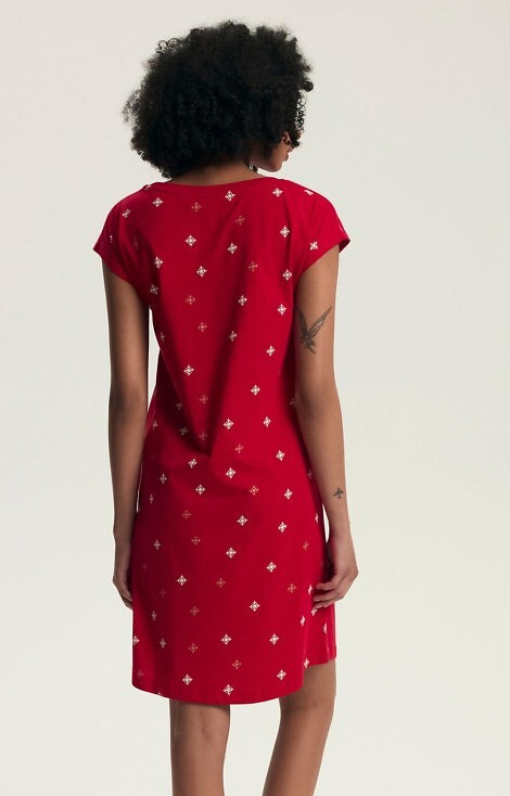 43720 Vianočná dámska nočná košeľa Dotie Henderson - bavlna, krátky rukáv