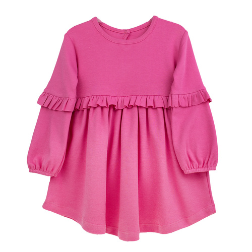 141972 Nicol šaty s dlhým rukávom - ružové , bavlnené, s volánmi