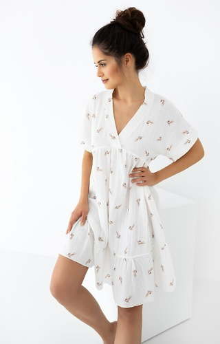 Nočná mušelínová košeľa Nastia Sensis - ecru