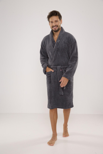 811 De Lafense pánsky plyšový župan - sivý