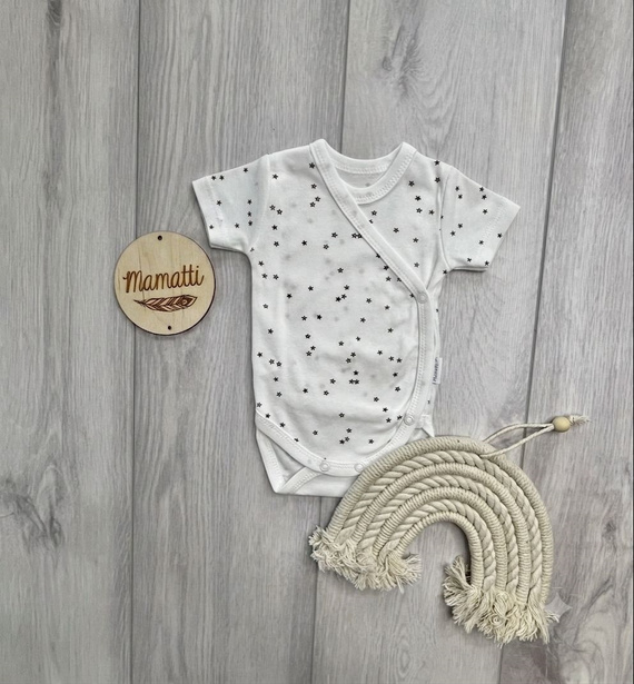 Mamatti BK16225 zavinovacie body pre bábätká s krátkym rukávom, vzor hviezdičky