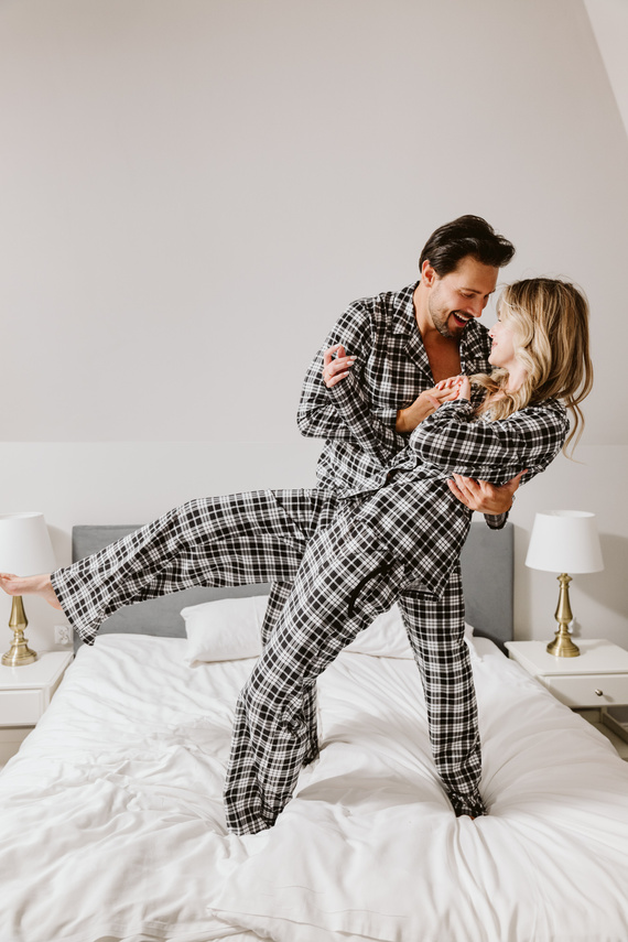 Pánske pyžamo Klark - 100% bavlna, dlhý rukáv a nohavice Talianska móda