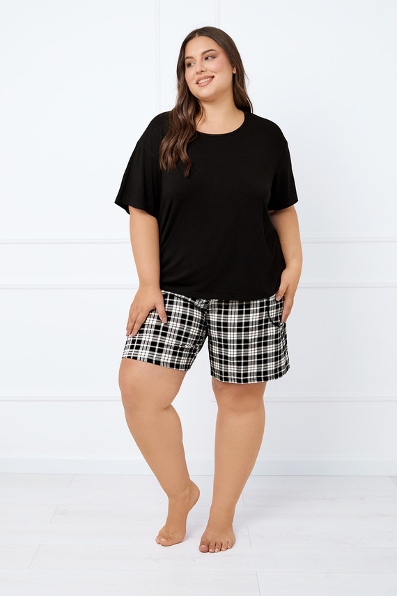 Klara Dámske pyžamo s krátkym rukávom, krátke nohavice Talianska móda - čierna/potlač