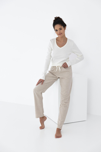 Dinah Dámske pyžamo Sensis Flanel - krémovo-béžové