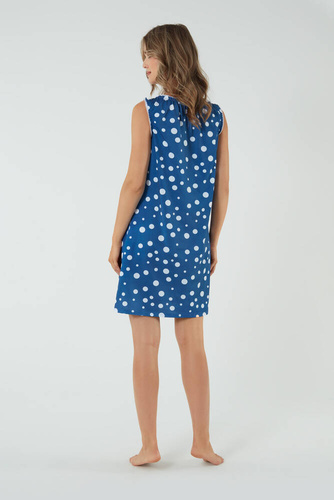 Nočná a dojčiaca košeľa Raba, široké ramienka Talianska móda - modrá potlač