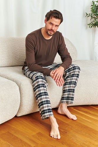 7334 Pánske pyžamo Doctor Nap - bavlna a flanel, vzor brownie check