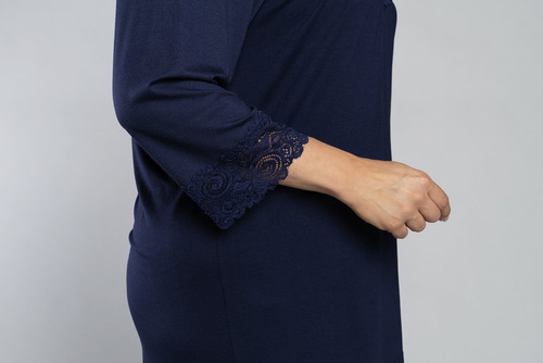 Pyžamo Izyda 3/4 rukávy, 3/4 nohavice Talianska móda - tmavomodrá