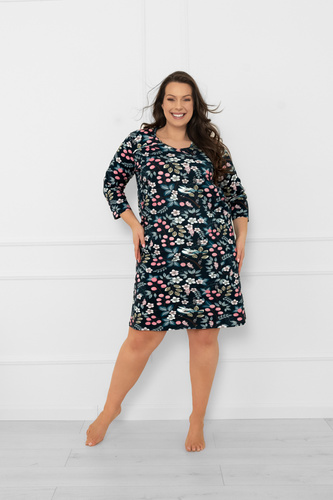 Dámska bavlnená nočná košeľa s 3/4 rukávmi Lucja - kvetinový vzor Talianska móda