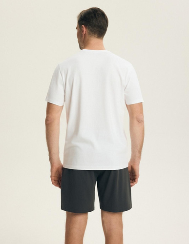 Pánske bavlnené pyžamo Henderson 44504 Bait biele pohodlný set