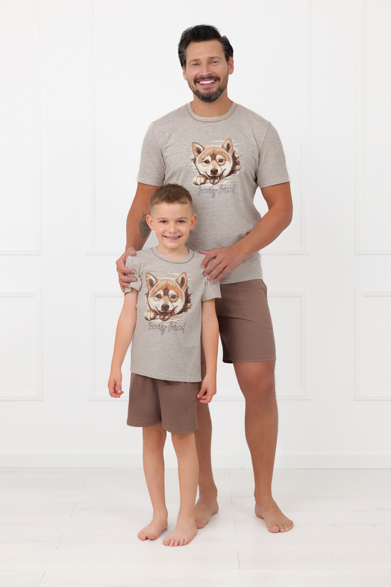 Pánske pyžamo Shiba Italian Fashion 100% bavlna šortky krátky rukáv