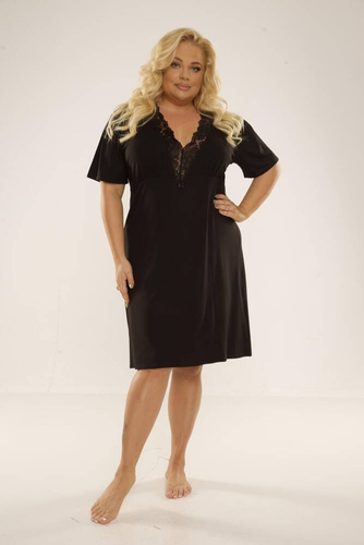 640 Noela Plus Size Nočná košeľa Forex - čierna