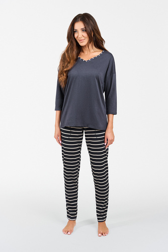 Betty Dámske pyžamo 3/4 rukáv, dlhé nohavice Italian Fashion - grafitová/grafitová potlač