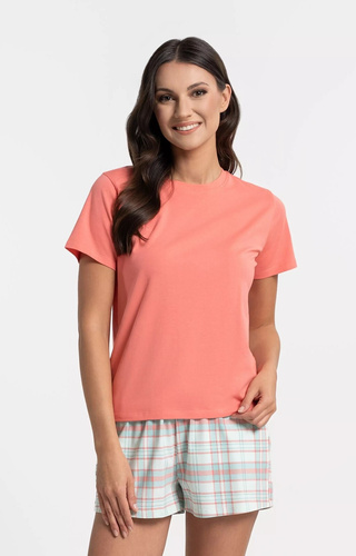 Moraj PDD3100-006 Dámske pyžamo 95% bavlna Ružové s krátkymi nohavicami a vreckami