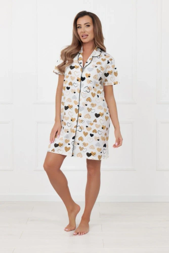 Dámska nočná košeľa Soreno Italian Fashion - bavlna, gombíky, krátky rukáv