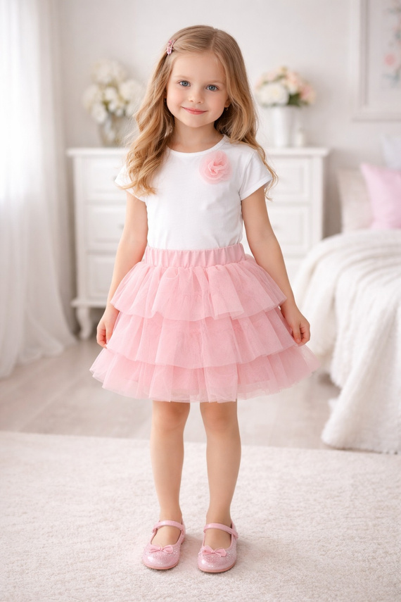Dievčenská blúzka Bambarillo krémová elegantná pohodlná na každý deň pink