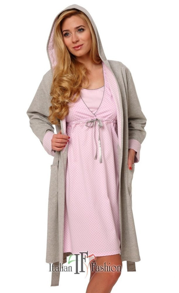 Dámsky pohodlný župan Italian Fashion- melange/blue