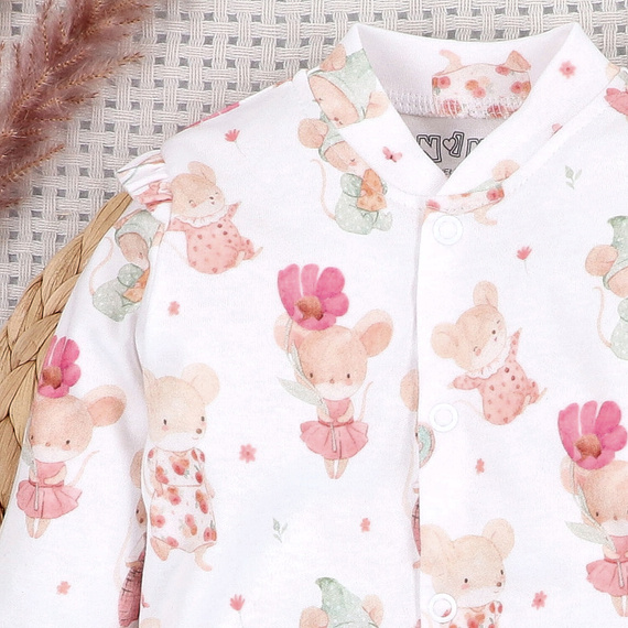 Dojčenský overal Nini Little Mouse 100% bio bavlna pre novorodenca