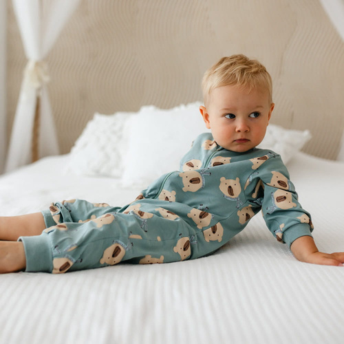 Beary Cool Eevi dojčenský župan - šalvia, bavlna, bez nožičiek, zips