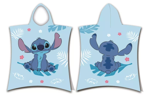 Jf24 Lilo a Stitch detské pončo Modrá Disney osuška s kapucňou Na bazén, pláž, kúpeľ Jerry Tkaniny