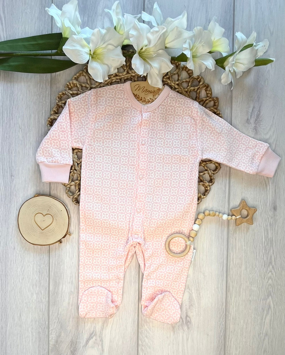 Dojčenský overal Mamatti PA15940 kvety bavlna patenty pohodlie