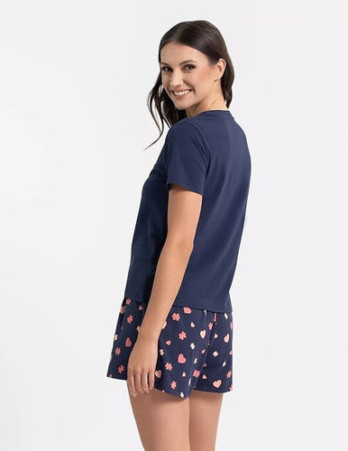 Dámske pyžamo Moraj PDD3900-020 tmavomodrá bavlna, krátky rukáv, krátke šortky