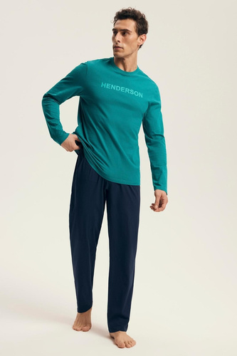 Pánske pyžamo Core 43490 Vise Henderson green - bavlna, dlhý rukáv, elegantné balenie