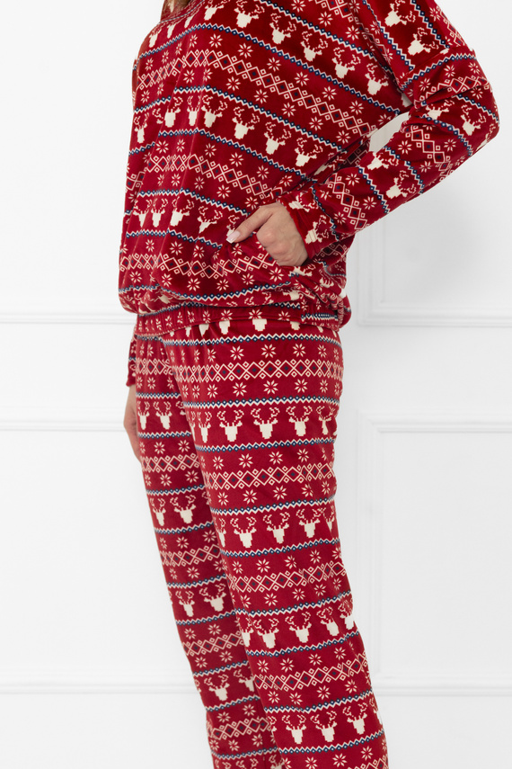 Dámska súprava Navara - fleecová súprava s vianočným vzorom so sobmi Italian Fashion - bordová