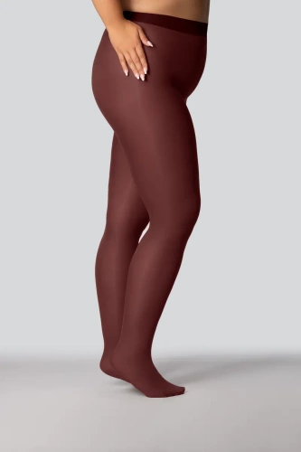 Elizabeth Pančuchy Queen Size 70 den červené víno - hladké, matné, farebné, pohodlné