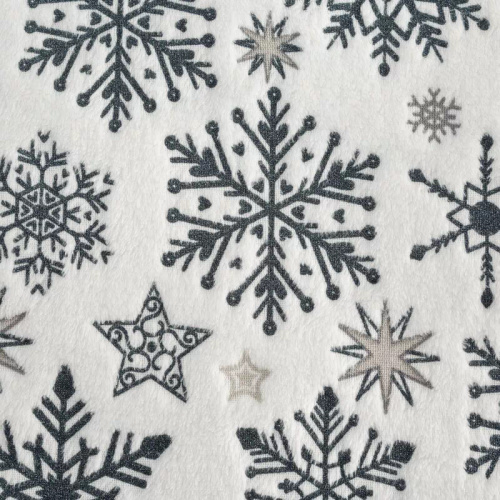Eurofirany Vianočná prikrývka biela námornícka modrá snehové vločky - mäkký prehoz z mikrovlákna, 240 g/m²