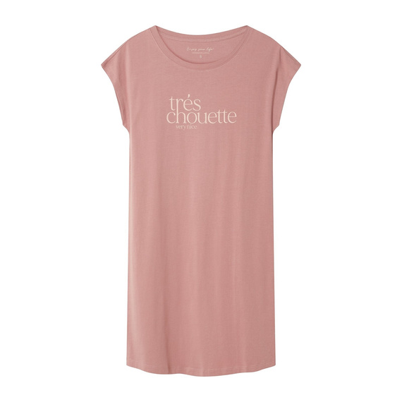 Dámska nočná košeľa 44490 Emela broskyňová Henderson, 100% bavlna, krátky rukáv, polkruhový výstrih