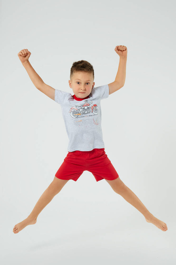Junak Pyžamo pre chlapcov s krátkym rukávom, šortky Talianska móda - j.melange/červená