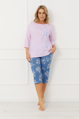 Dámske pyžamo Erula Italian Fashion cotton jersey 3/4 plus size pink