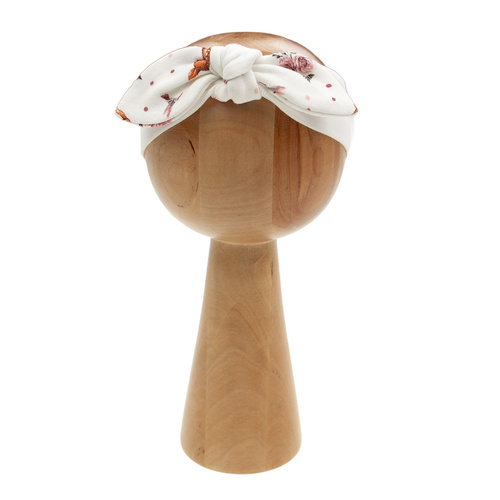 216065 Lala Nicol čelenka - krémová bavlna s veľkou mašľou