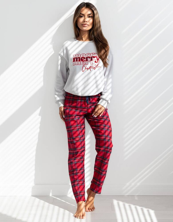 Dámske pyžamo Gween Soft/Flanel Sensis - sivé