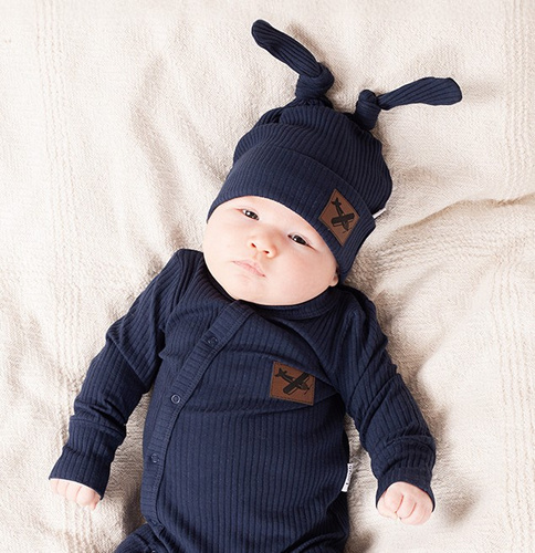 219055 Detská čiapka Willy Nicol - bavlna, tmavomodrá, dvojité uzly