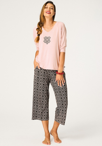 Key LNS 731 Dámske pyžamo marhuľové viskóza 3/4