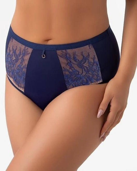 Gorsenia B024 Desire brazílske nohavičky tmavomodré s čipkou a mikrovláknom