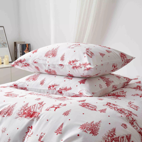 Laponia Vianočné posteľné prádlo z bavlneného saténu Spod Igły i Nitki biela červená - elegantné a mäkké
