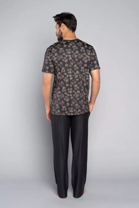 Pinus Pyžamo Pánske s krátkym rukávom, dlhé nohavice Talianska móda - potlač/grafit