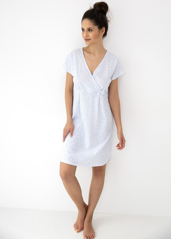 Dámska nočná košeľa Michaela Sensis - 100 % kvetinová bavlna, obálkový výstrih do V, ideálna na dojčenie, prvotriedny komfort