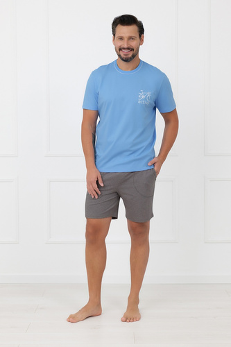Pánska bavlnená pyžama Devon Italian Fashion krátky rukáv melange