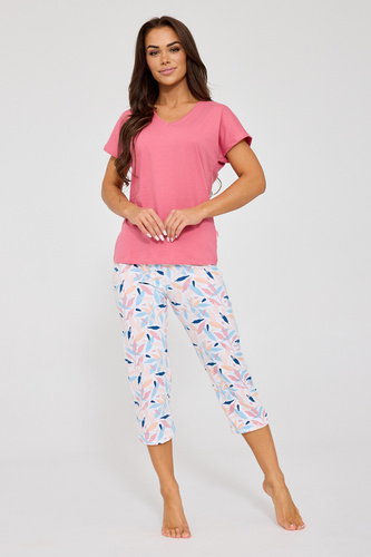 372/472 Dámske pyžamo Louisa 2 Cornette - bavlnené, s krátkymi rukávmi a 3/4 nohavicami