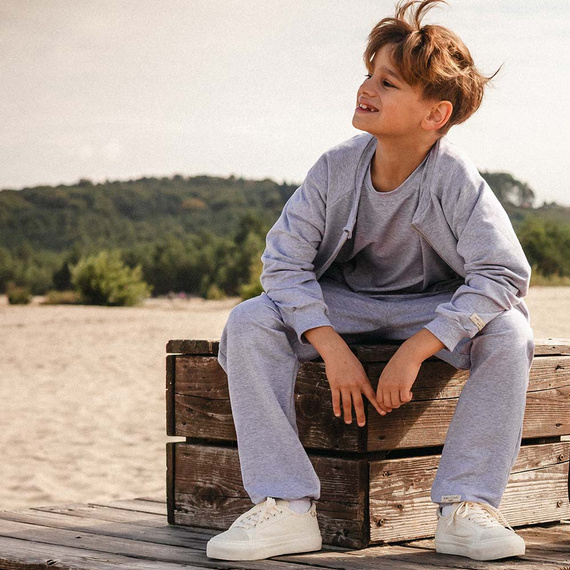 Simply Comfy Detská mikina Eevi šedá bomber - bavlnená, ľahká, bez kapucne